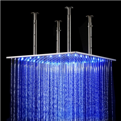 Contemporary 20 inch Stainless Steel Color Changing LED Light Shower Head - HS16G - Click Image to Close