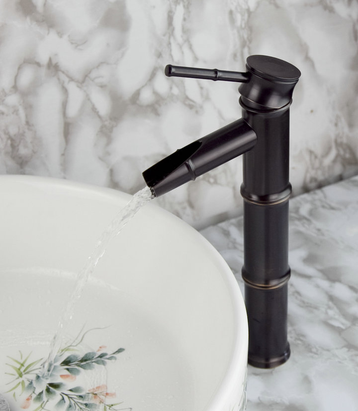 Traditional Style Bamboo Joint Oil-rubbed Bronze Finish Bathroom Sink Faucet T0417OR