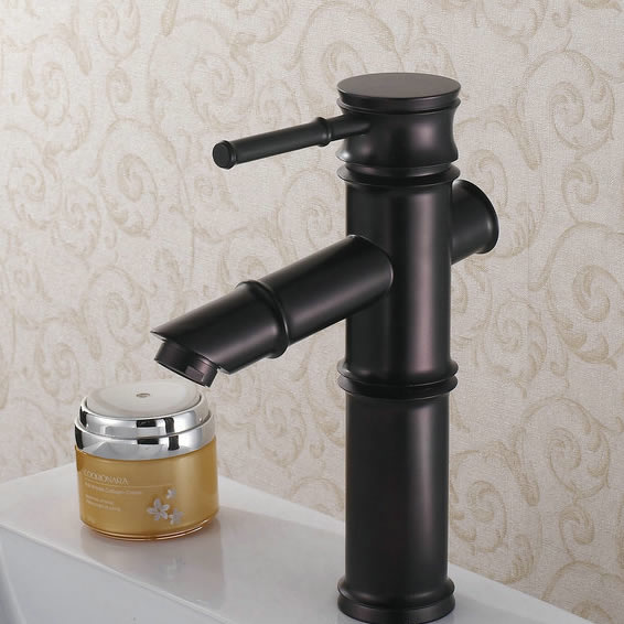 Oil-rubbed Bronze Finish Bathroom Sink Faucet -Bamboo Shape Design T0418B - Click Image to Close