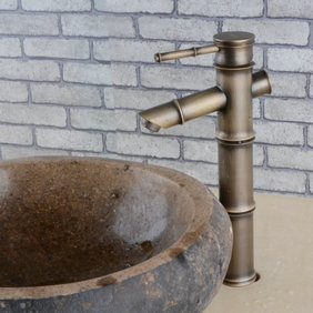 Antique Brass Bathroom Sink Faucet - Bamboo Shape Design T0418HA