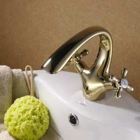 Antique Brass Centerset Two Handles Bathroom Sink Faucet T0429G
