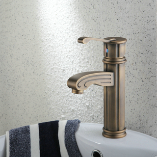Single Handle Centerset Antique Brass Finish Wood-like Bathroom Sink Faucet TP0486