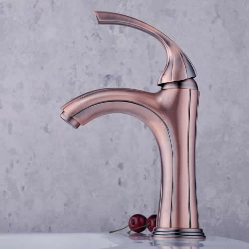 Classic Solid Brass Bathroom Sink Faucet - Antique Copper Finish T0519B