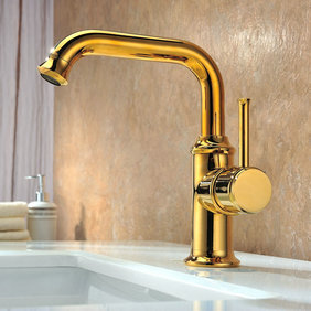Contemporary Ti-PVD Finish Solid Brass Bathroom Sink Faucet T0534G
