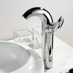 Contemporary Centerset Chrome Finish Bathroom Sink Faucet Tall T0548H