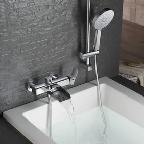 Contemporary Single Handle Wall-mount Waterfall Shower Set Faucet - T0556W