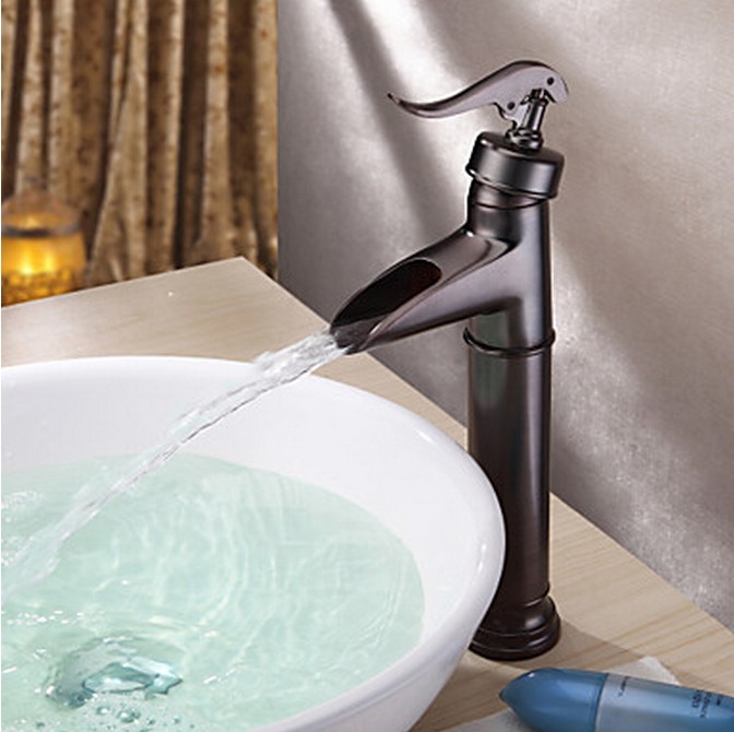 Antique Oil Rubbed Bronze Finish Centerset Single Handle Bathroom Sink Faucet T0599RH - Click Image to Close
