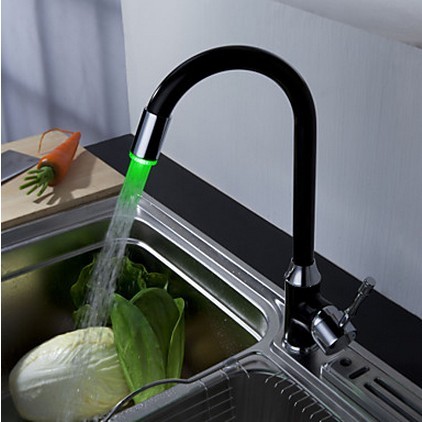 Painting Finish Kitchen Faucet with Color Changing LED Light T0742F