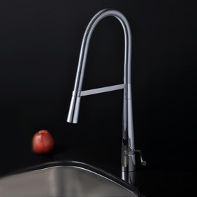 Contemporary Brass Kitchen Faucet - Nickel Brushed Finish T1708 - Click Image to Close