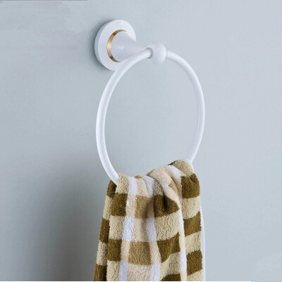 Brass Roasted white Porcelain Bathroom Towel Ring Single TCB5330 - Click Image to Close