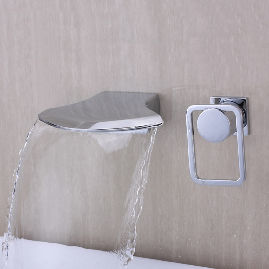 Contemporary Widespread Waterfall Bathroom Sink Faucet (Chrome) T6035 - Click Image to Close