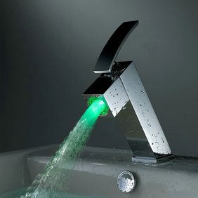 Contemporary Color Changing LED Bathroom Sink Faucet - T8006