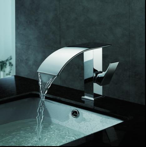 Contemporary Waterfall Bathroom Sink Faucet Chrome Finish T8007