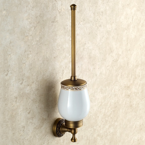 Antique Finish Brass Wall Mount Toilet Bush Holder TAB6104 - Click Image to Close