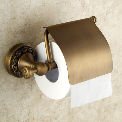 Antique Brass Finish Wall Mounted Toilet Roll Holder TAB6110 - Click Image to Close