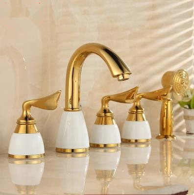 New Arrival Golden Printed Luxury Widespread Tub Faucet with Hand Shower FBT0339
