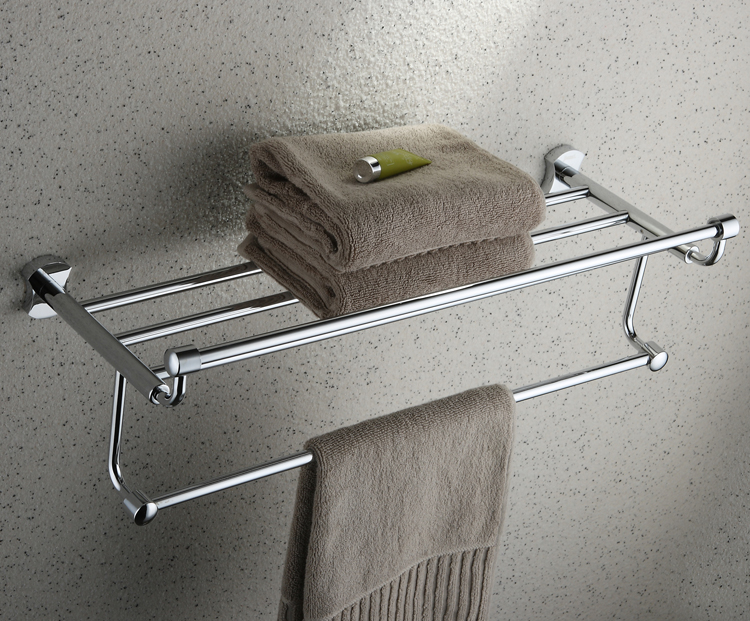 Chrome Finish Bathroom Rack With Towel Bar TCB2007 - Click Image to Close