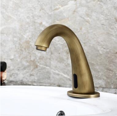 Antique Automatic Faucets Brass Hand-free Mixer Water Bathroom Sink Faucet FA0180