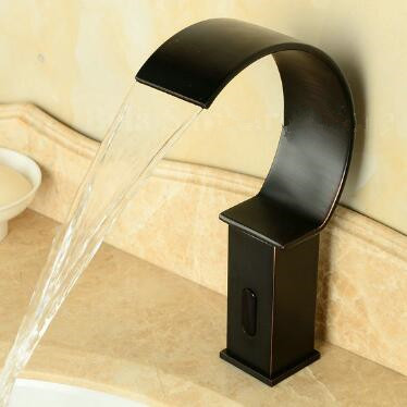 Automatic Faucet Antique Black Bronze Brass Waterfall Hands Free Bathroom Sink Faucet FA0295B