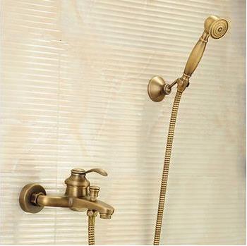Antique Brass Bathtub Faucet With Hand Shower Mixer Water Bathroom Faucet FA3075U