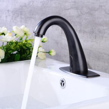 Antique Automatic Faucets Black Bronze Brass Hand-free Mixer Water Bathroom Sink Faucet FB0205