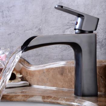 Antique Basin Faucet Black Bronze Brass Waterfall British Style Bathroom Sink Faucet FB1550