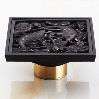 Antique 4 Inch Brass Black Bronze Floor Drain FD0232