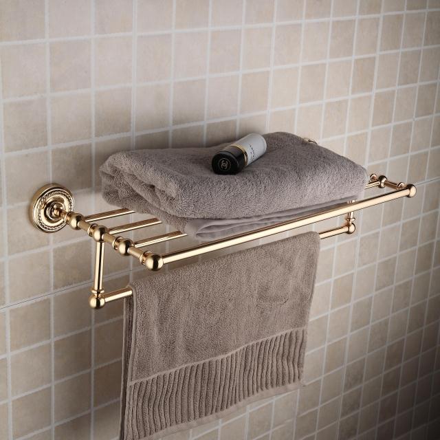 Ti-PVD Solid Brass 24 Inch Bathroom Shelf With Towel Bar TGB2004