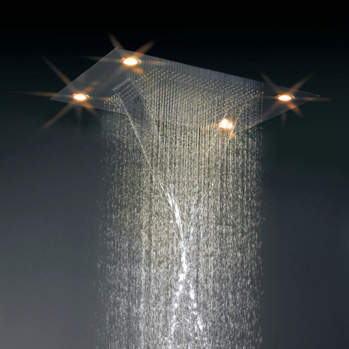 Contemporary 35 Inch Luxury Square Rainfall LED Shower Faucet HN35F