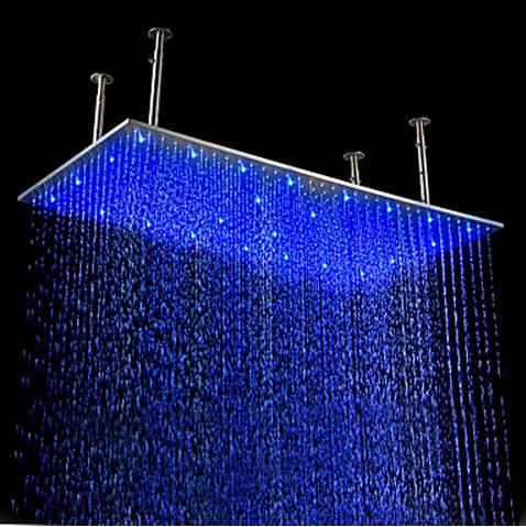 16 x 31 inch Stainless Steel Shower Head with Color Changing LED Light HS31F - Click Image to Close