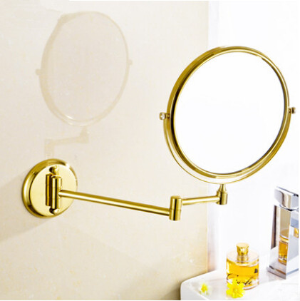 Folding cosmetic mirror 8 inch brass Continental antique gold-plated bathroom mirror scalable MB002 - Click Image to Close