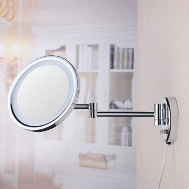 8 Inch Chrome Two Sides Wall Mounted LED Bathroom Make Up Mirrors MB168 - Click Image to Close