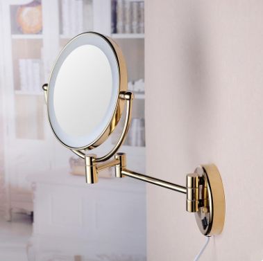 New Designed Wall Mounted With LED Light Folding Golden Printed Bathroom Mirror MB192 - Click Image to Close