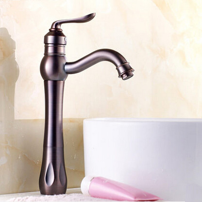 Antique Oil Rubbed Bronze Bathroom Sink Faucet (High version) ORB109H - Click Image to Close