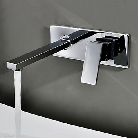 Contemporary Wall Mount Bathroom Sink Faucet (Chrome Finish) TQ0482 - Click Image to Close