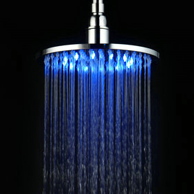 Contemporary 8 inch Brass Color Changing LED Light Shower Head RB08F