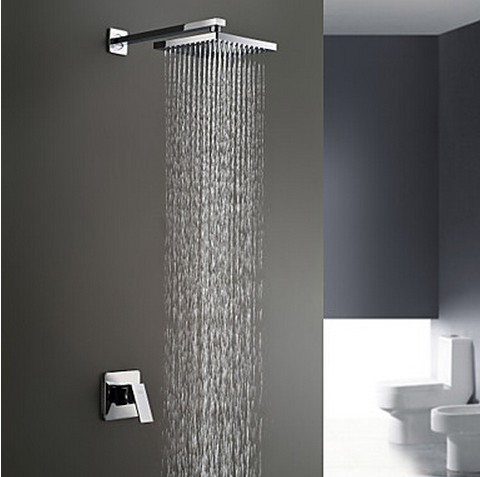 Chrome Wall Mount Rain Single Handle Shower Faucet TSC031