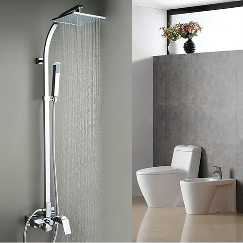 Contemporary Tub Shower Faucet with 8 inch Shower Head + Hand Shower TSC033 - Click Image to Close