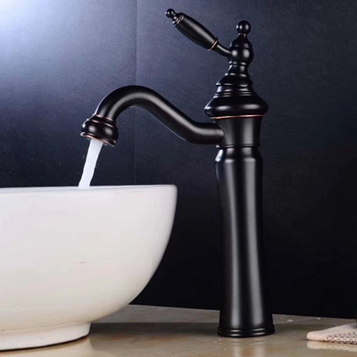 Antique Basin Faucet Black Bronze Brass Mixer High Version Bathroom Sink Faucet T0228BH