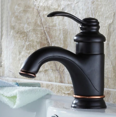 Black Antique Brass Single Handle Centerset Bathroom Sink Faucet T0405B - Click Image to Close