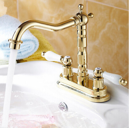 Ti-PVD Finish Widespread Bathroom Sink Faucet T0455 - Click Image to Close