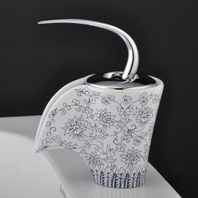 Ceramic Faucet Blue and White Porcelain Finish Painting T0539A
