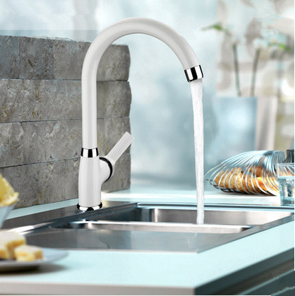 Contemporary Centerset White Painting Kitchen Sink Faucet T0553