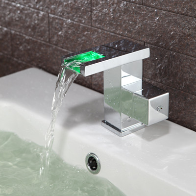 Contemporary Color Changing LED Bathroom Sink Faucet - T0828F - Click Image to Close