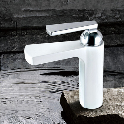 New Brass High Quality Bathroom Mixer Faucet White Waterfall Faucet T1020W
