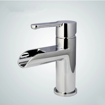 Waterfall Brass Cold and Hot Mixer Bathroom Sink Faucet T1021B - Click Image to Close