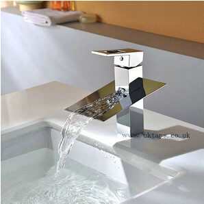 Contemporary Waterfall Chrome Single Handle Bathroom Sink Faucet T8003M - Click Image to Close