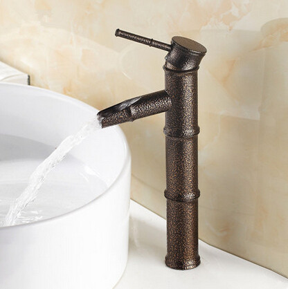 Antique Brass New Designed Bamboo Single Handle High Version Bathroom Mixer Sink Faucet TA0248