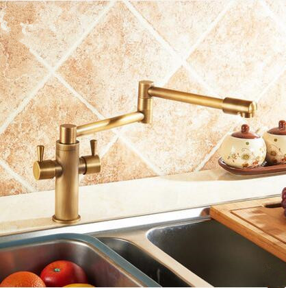 Antique 360° Rotatable Foldable Brass Mixer Kitchen Sink Faucet TA218S - Click Image to Close