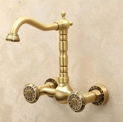 High Quality Brass Carved Classical Wall Mounted Kitchen/Bathroom Mixer Faucet TA395L